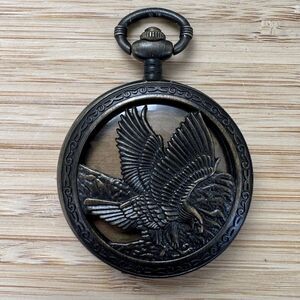 Vintage Style Pocket Watch Desk Clock Eagle Mountain Rustic Cabin Decor Japan
